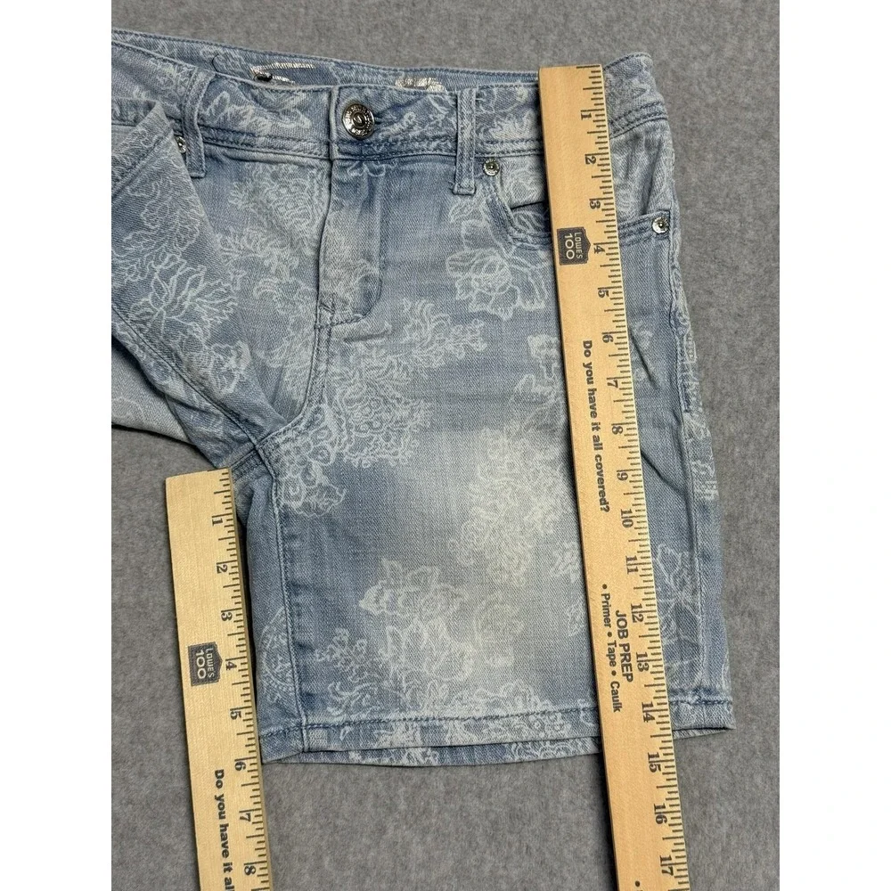 Seven 7 Denim Shorts Womens 4 Light Wash Bermuda Floral Print Stretch Bonnaro‎